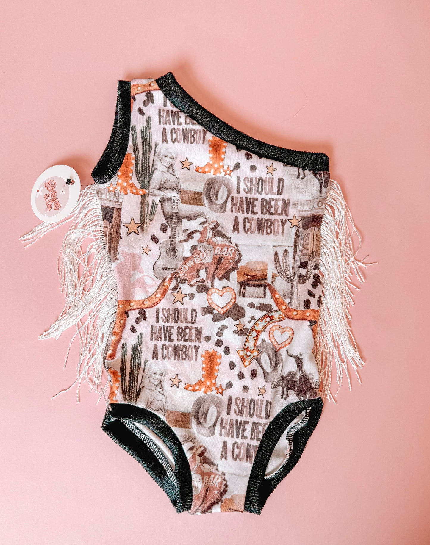 (RTS) Dolly Should’ve Been a Cowboy One Shoulder Fringe Leo