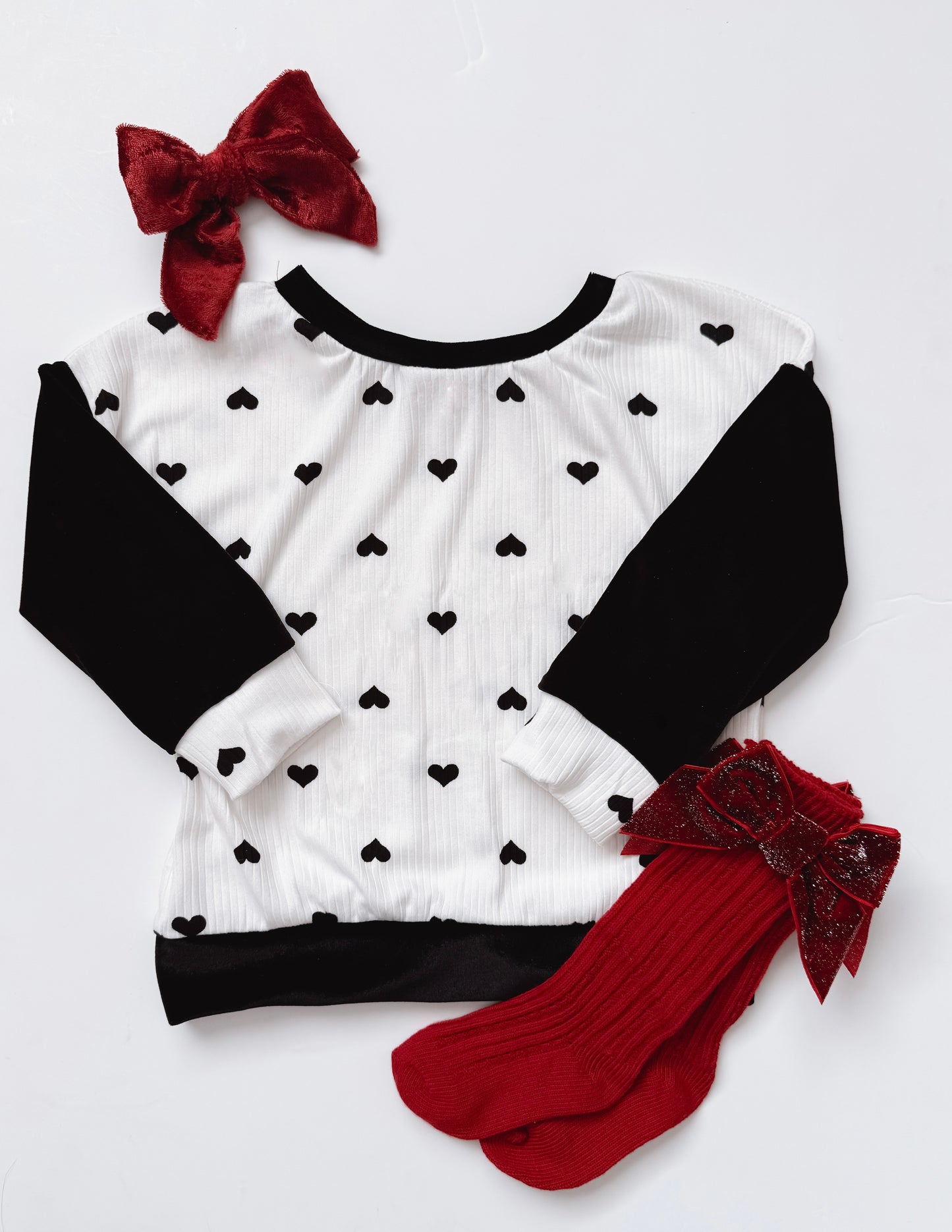 Dainty Heart Velvet Crewneck Sweater (RTS)