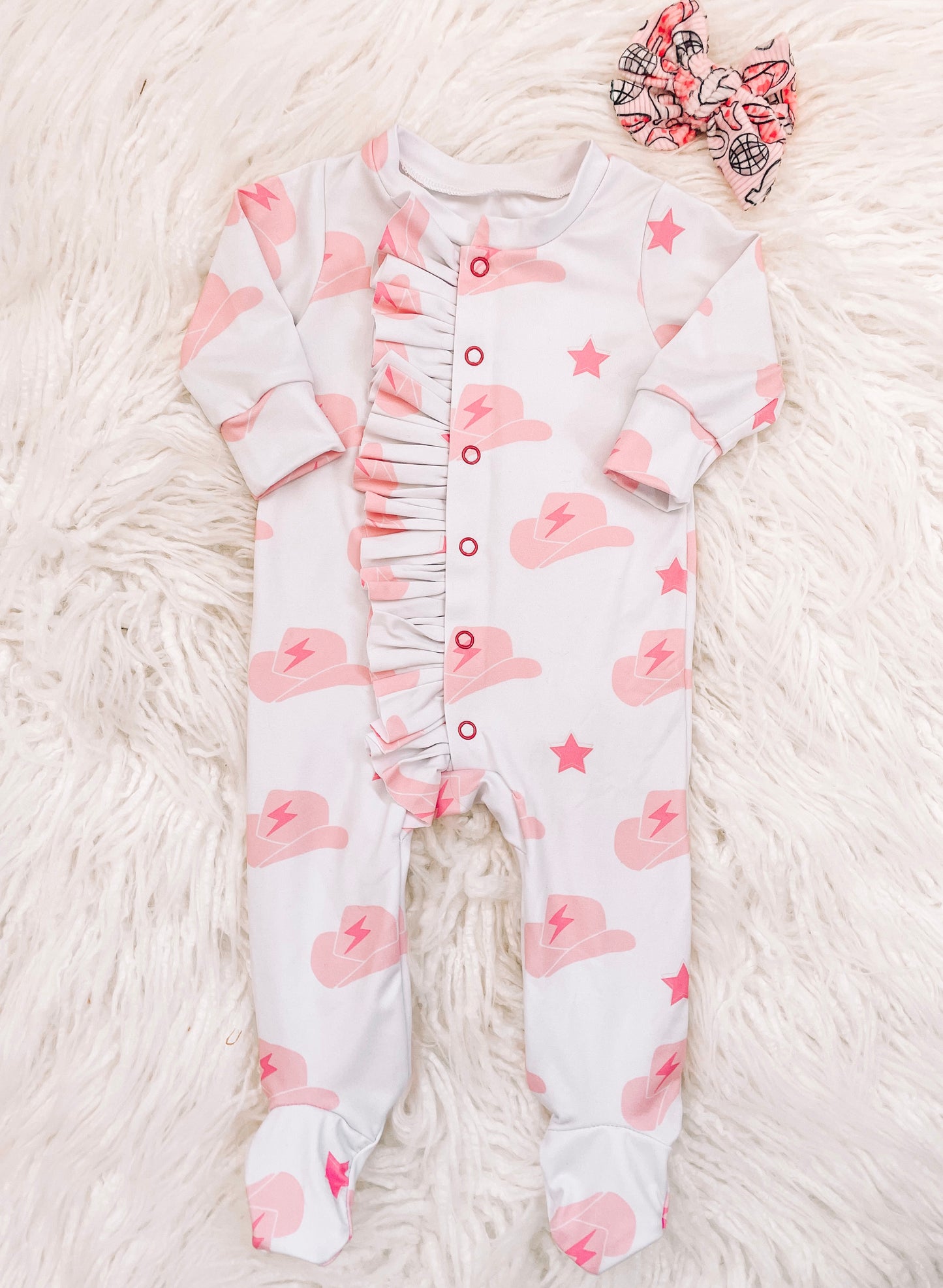 Pink Cowgirl Hat Footies (RTS)