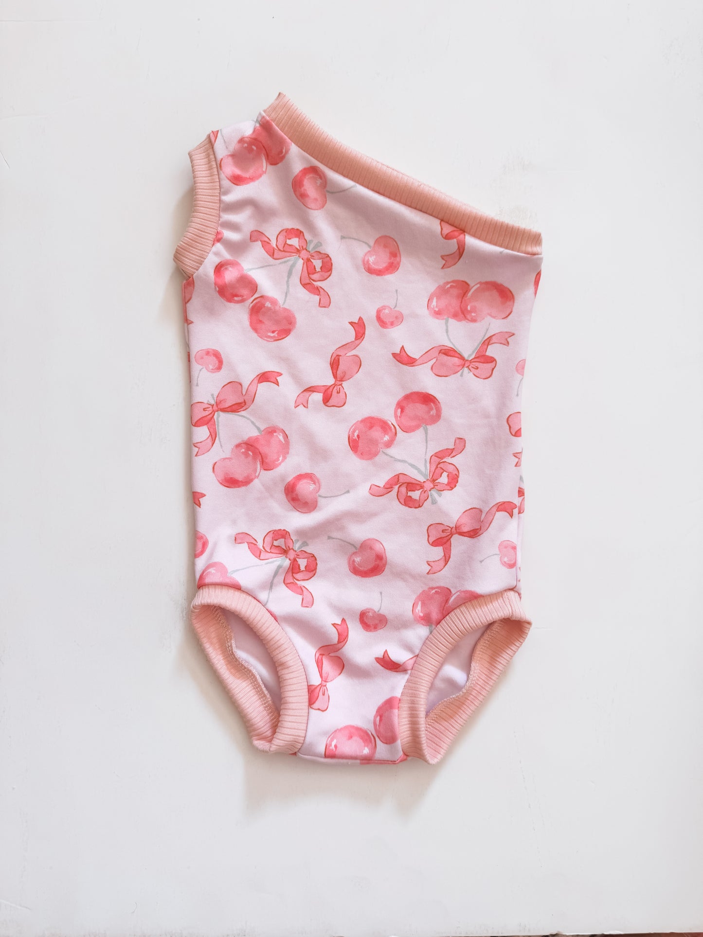 Cherry Bow One Shoulder Leo