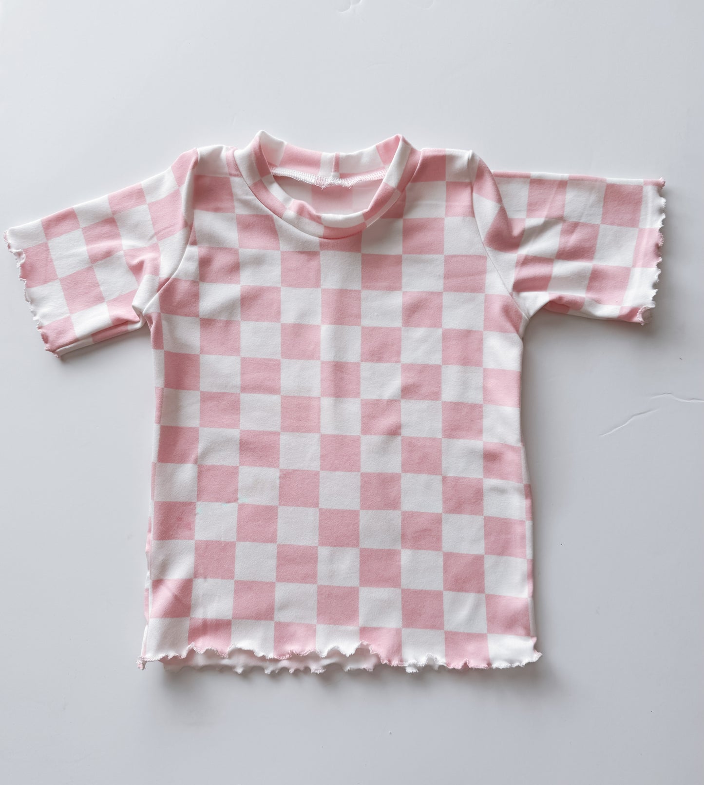Pink Checker Short Sleeve T-Shirt (RTS)
