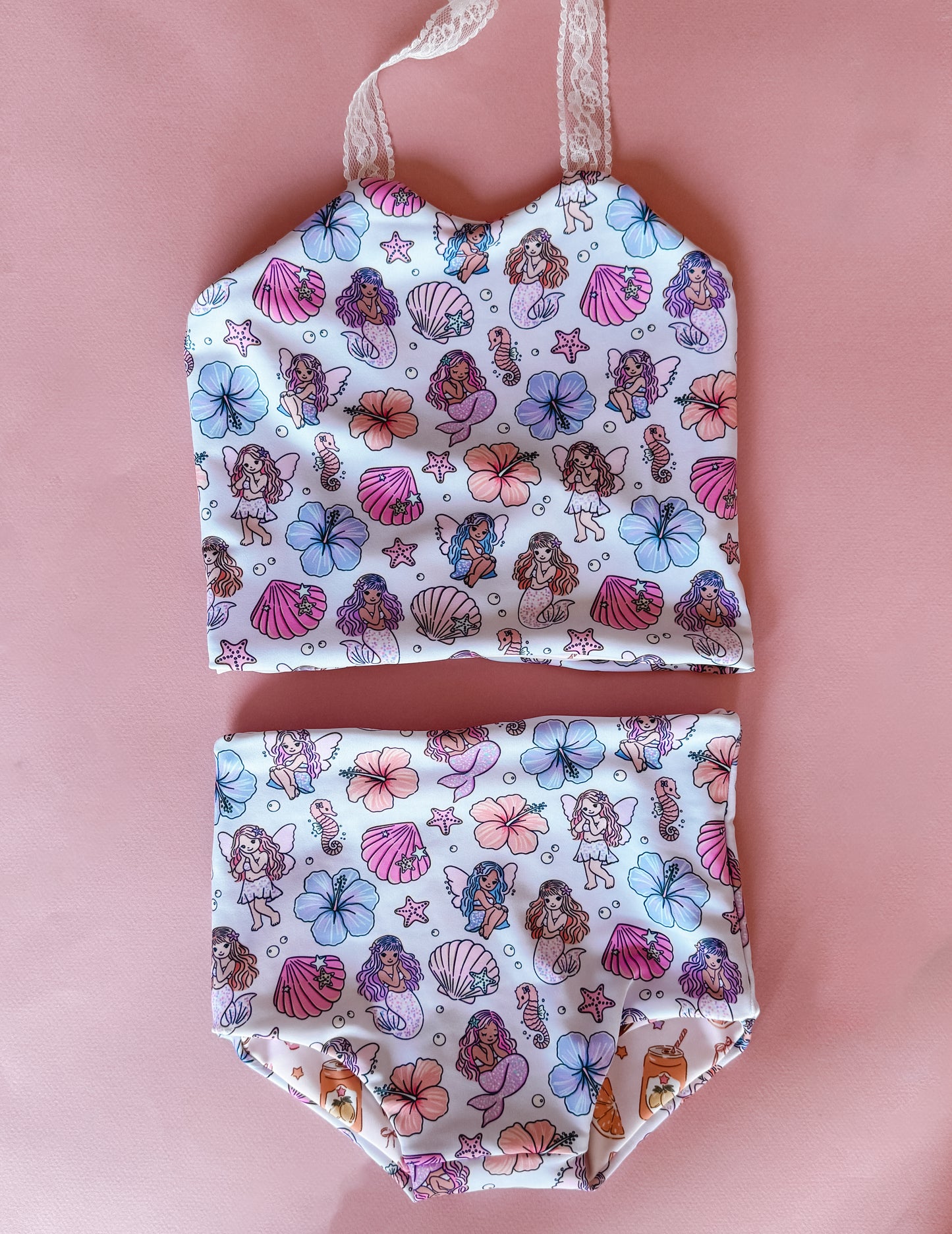 Europe Vacation + Tropical Mermaid Fairy Reversible Halter Bikini