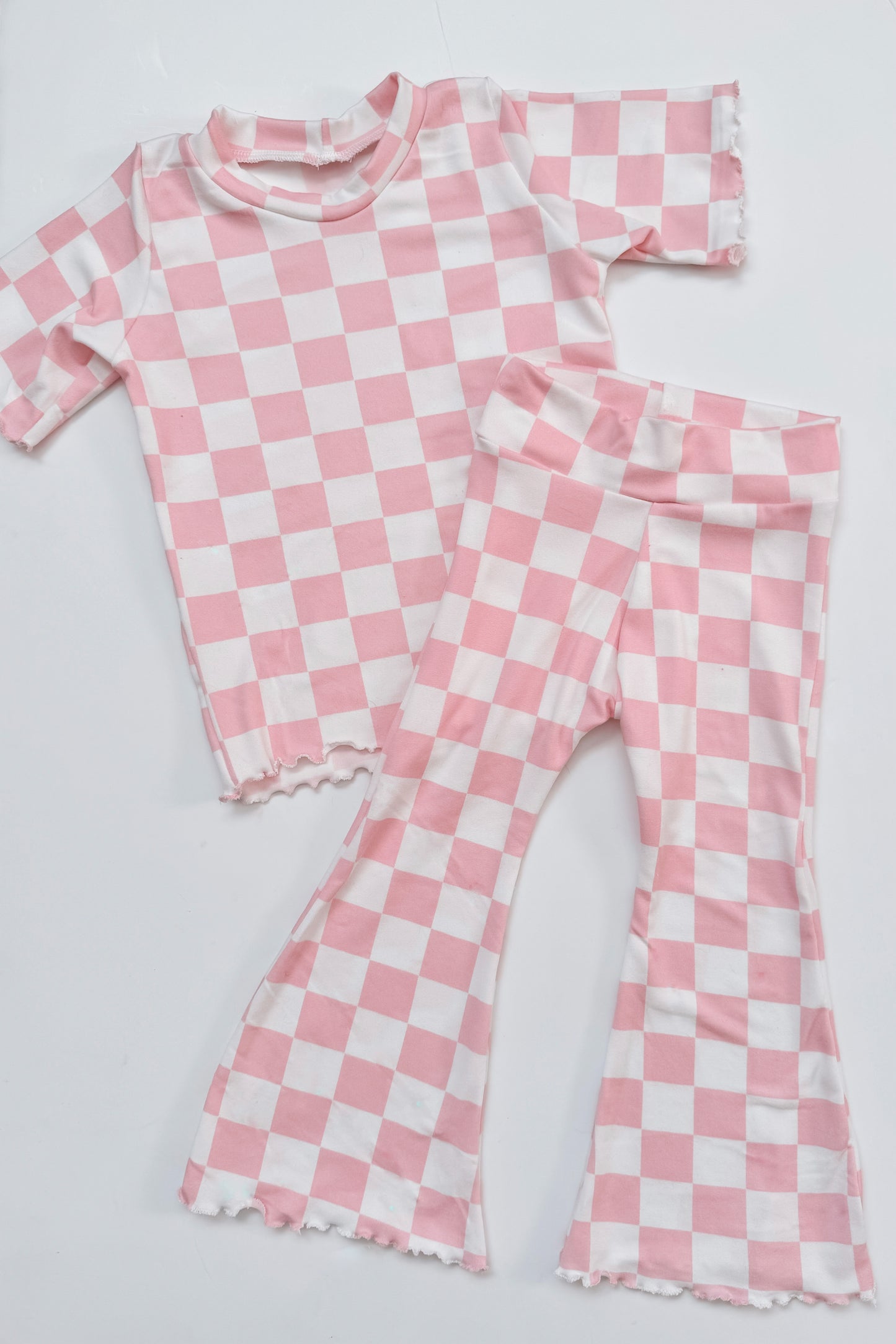 Pink Checker Short Sleeve T-Shirt (RTS)