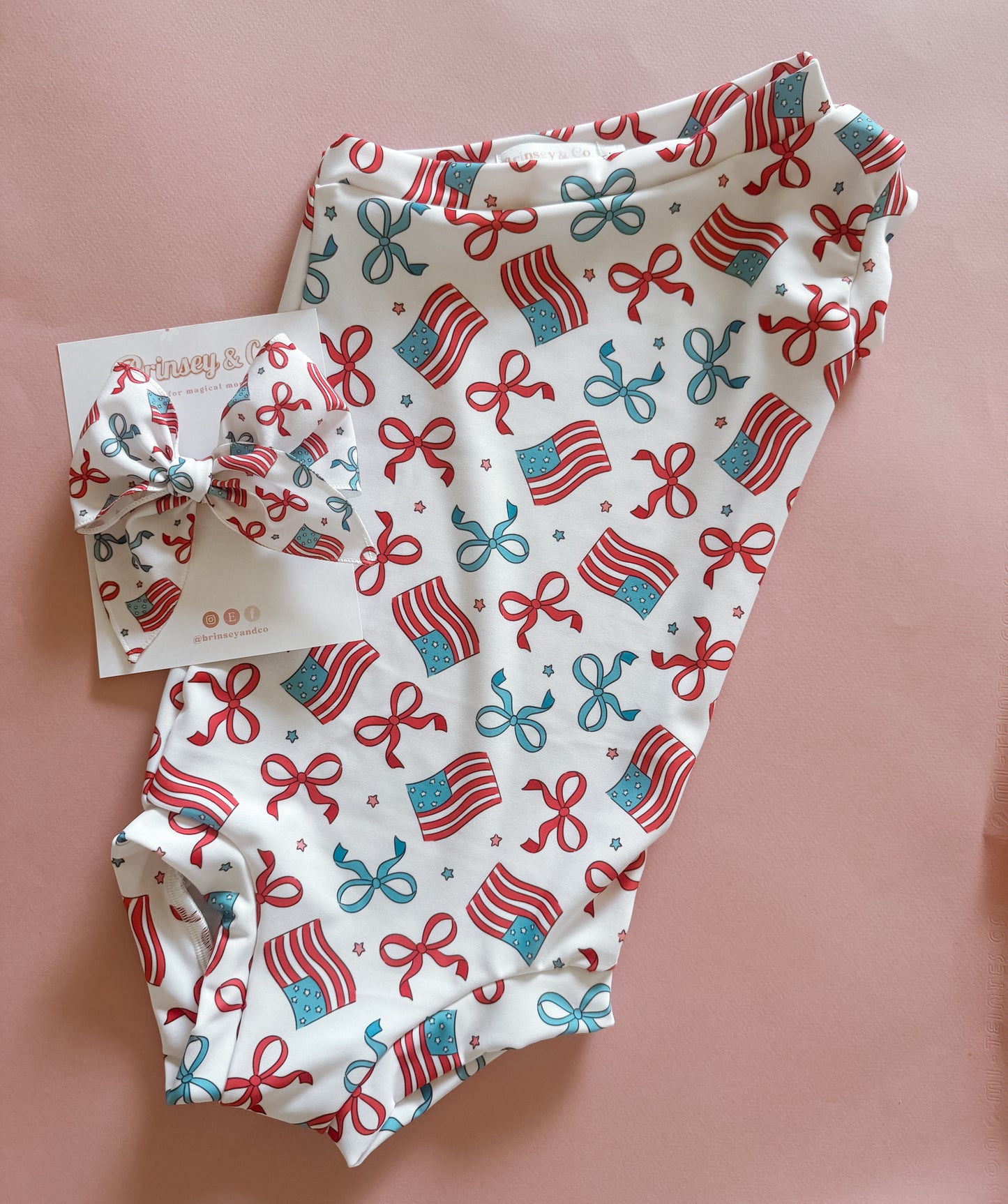 Patriotic Bows One Shoulder Swimsuit (RTS)