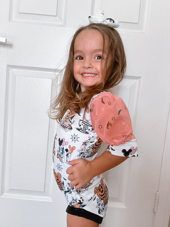 Spooky Pups Puff Sleeve Leotard