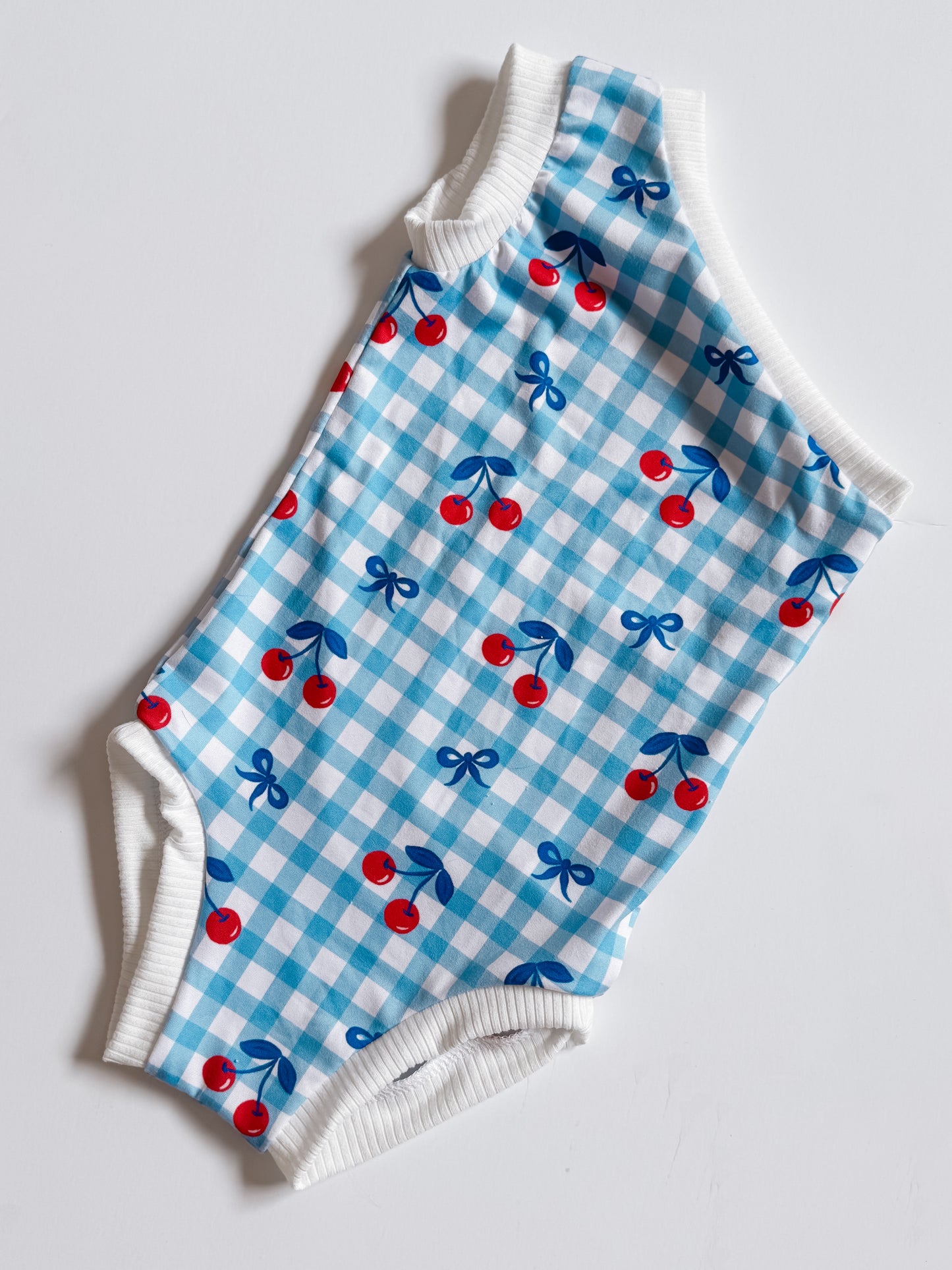 Cherry Gingham One Shoulder Leo