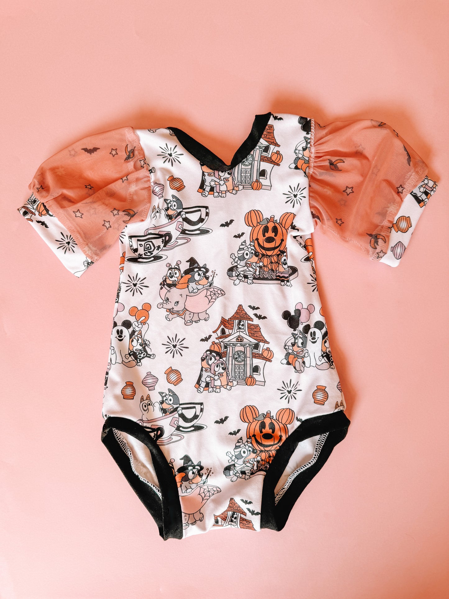 Spooky Pups Puff Sleeve Leotard