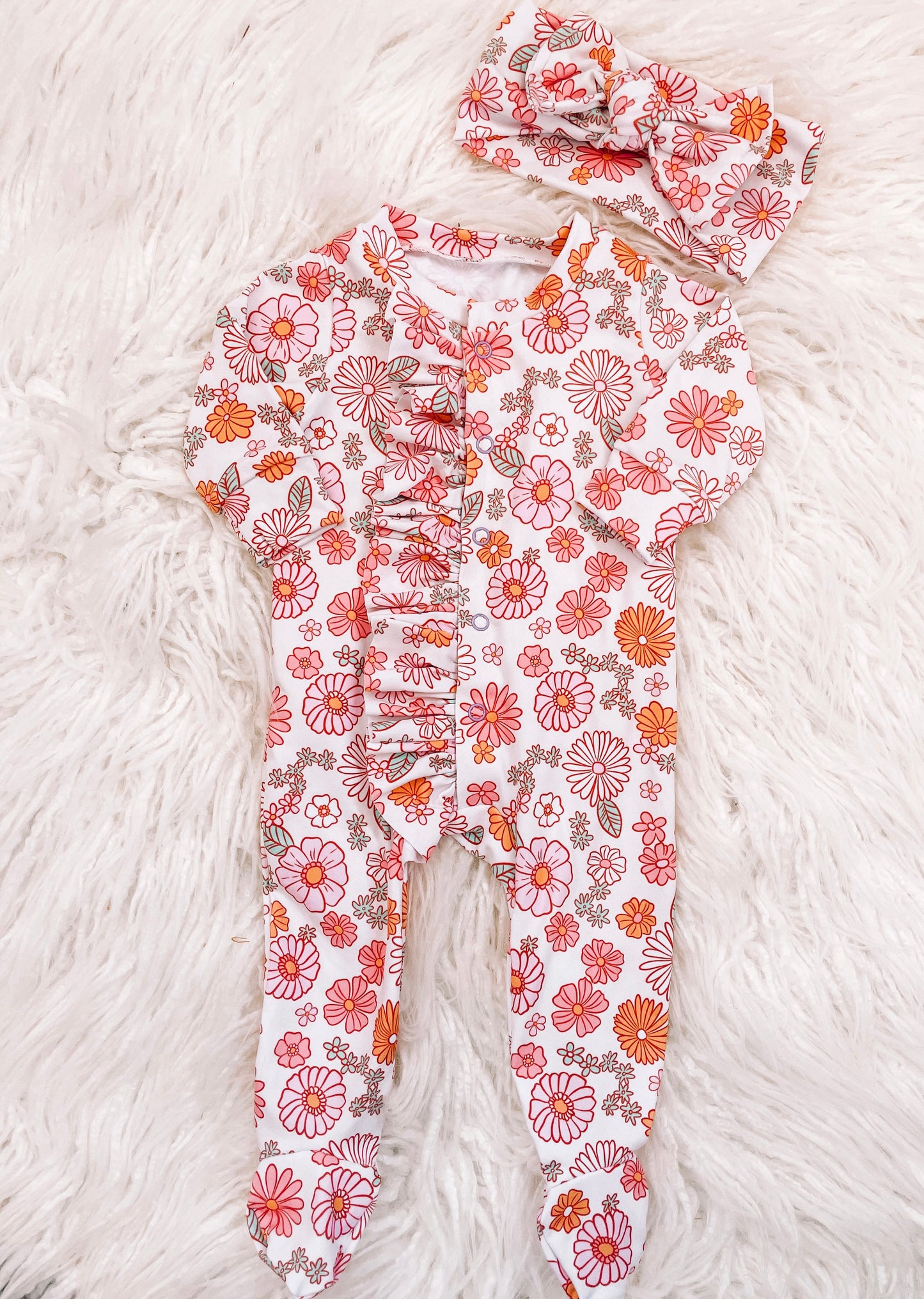 Pastel Floral Footies (RTS)