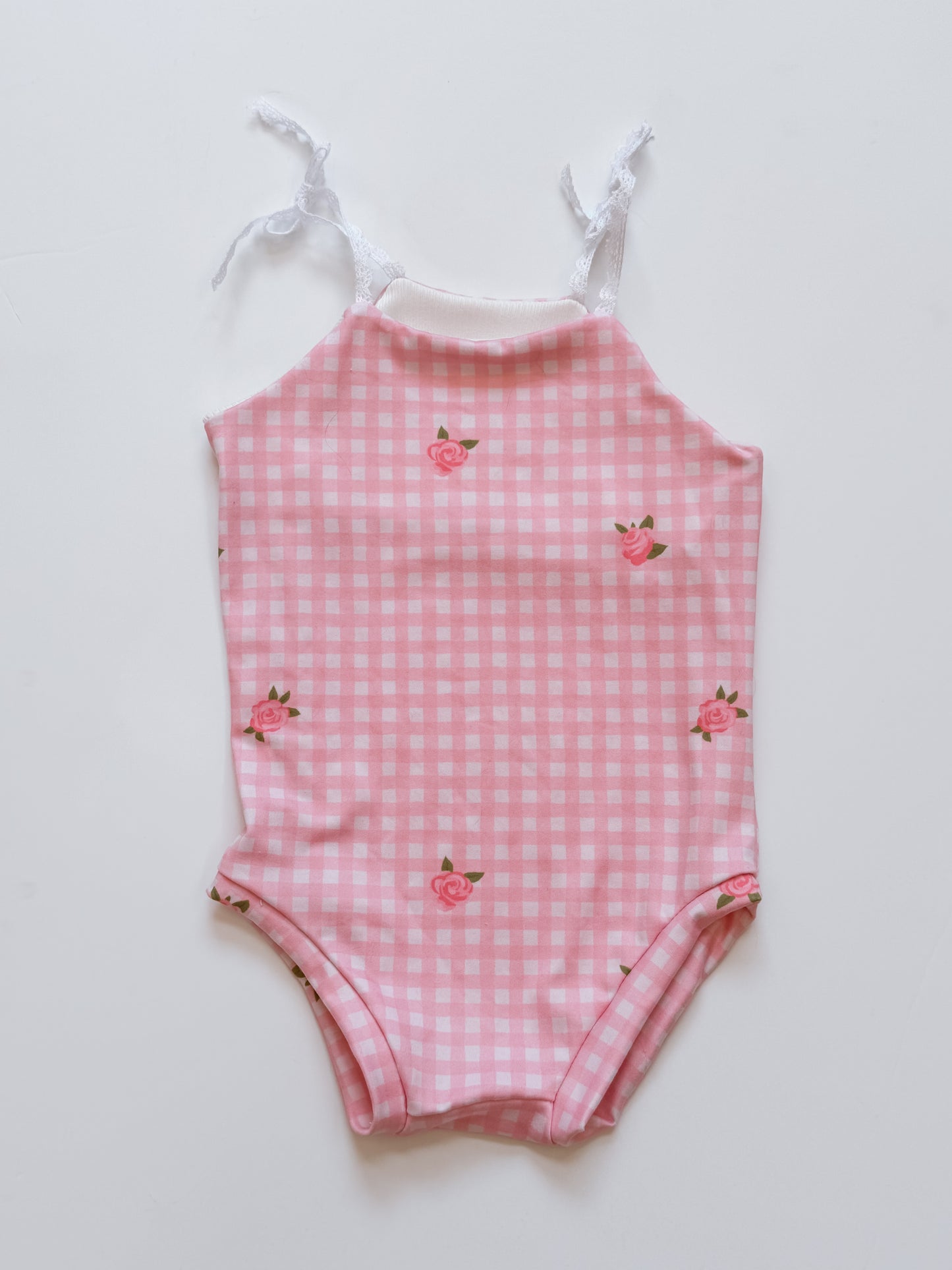 Rose Gingham Tie-Strap Leo