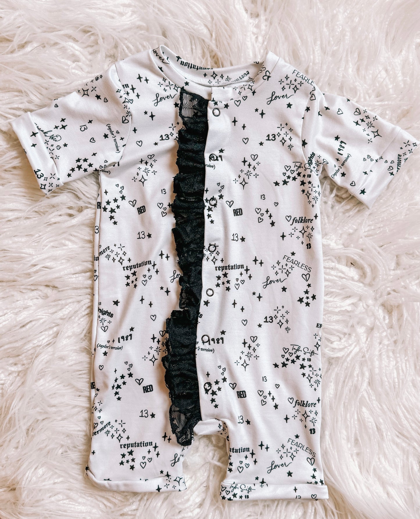 TS Sparkle Ruffle Shorts Romper (RTS)