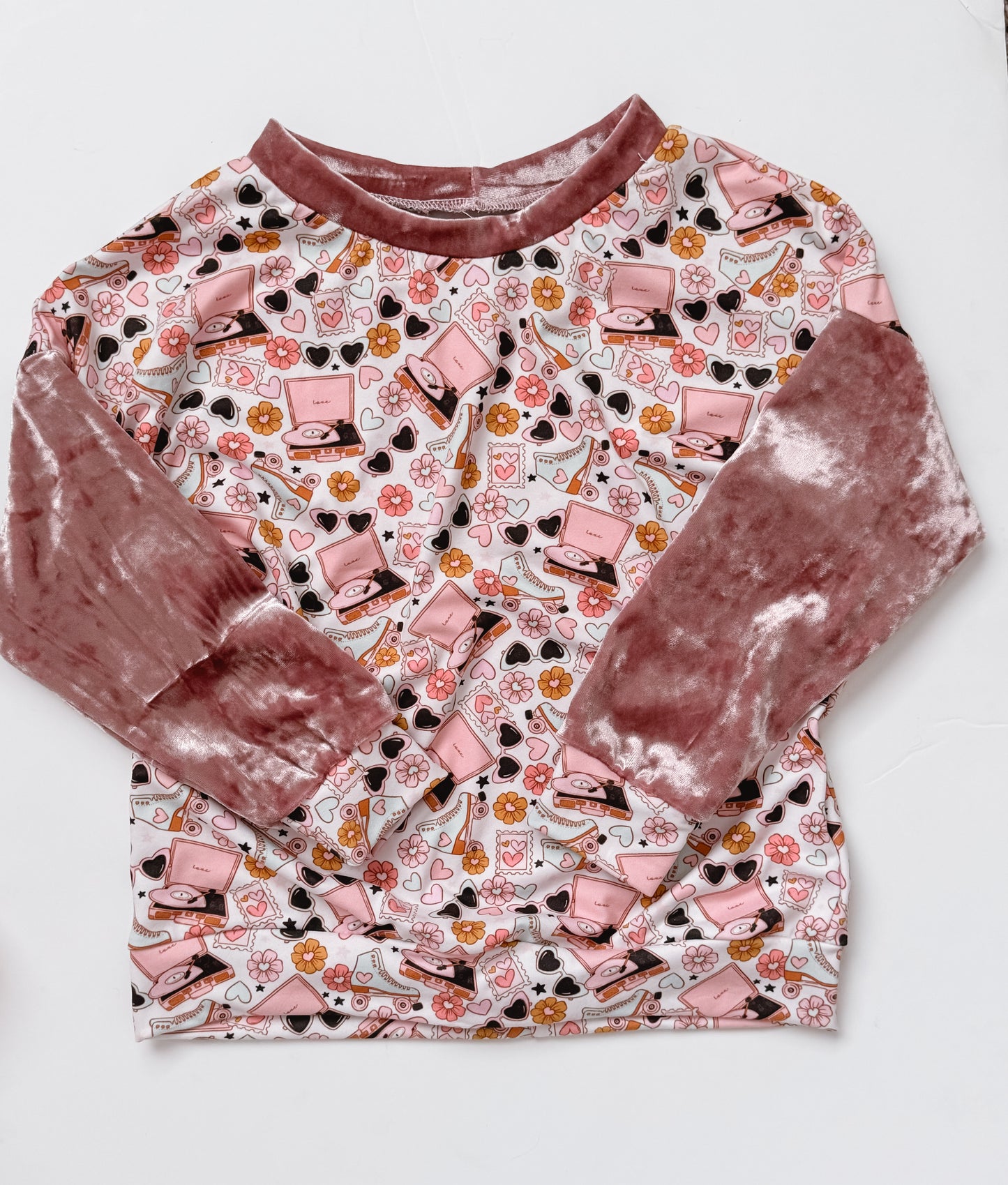 Pastel Valentines Velvet Crewneck Sweater (RTS)
