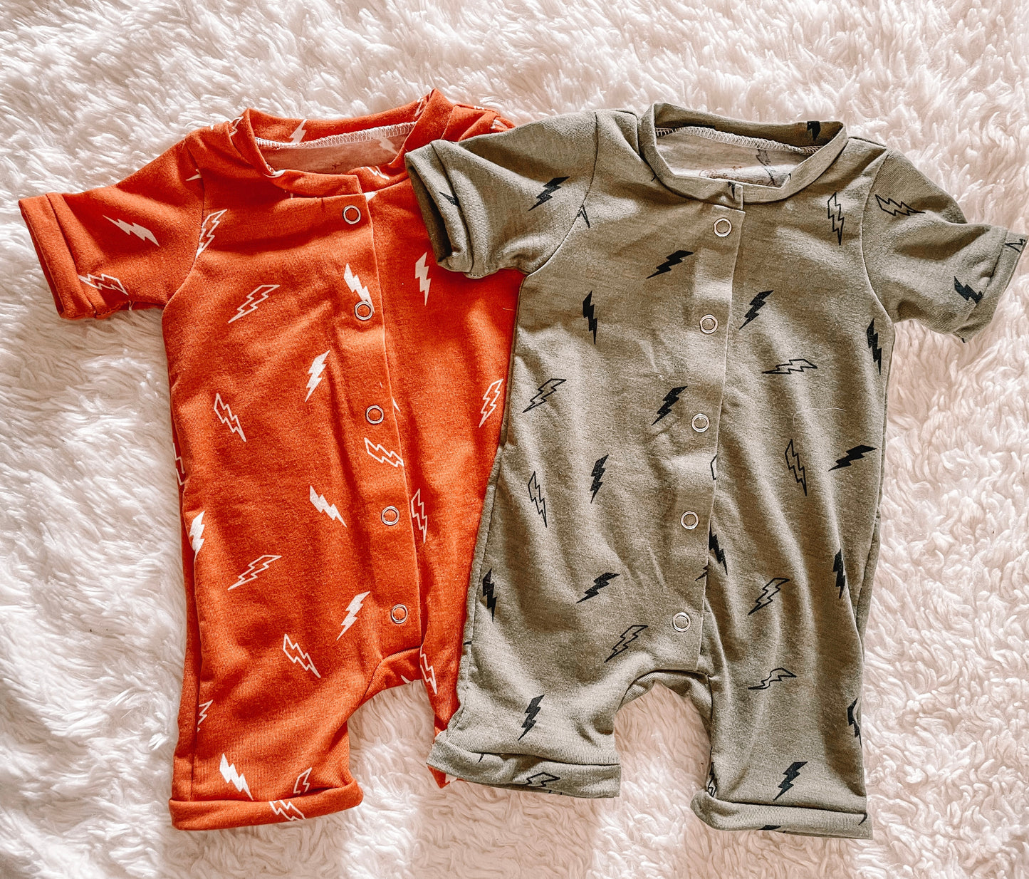 Orange Lightening Shorts Romper (RTS)