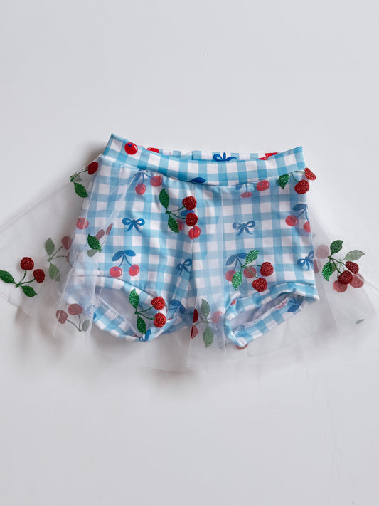 Cherry Gingham Skirted Bummies