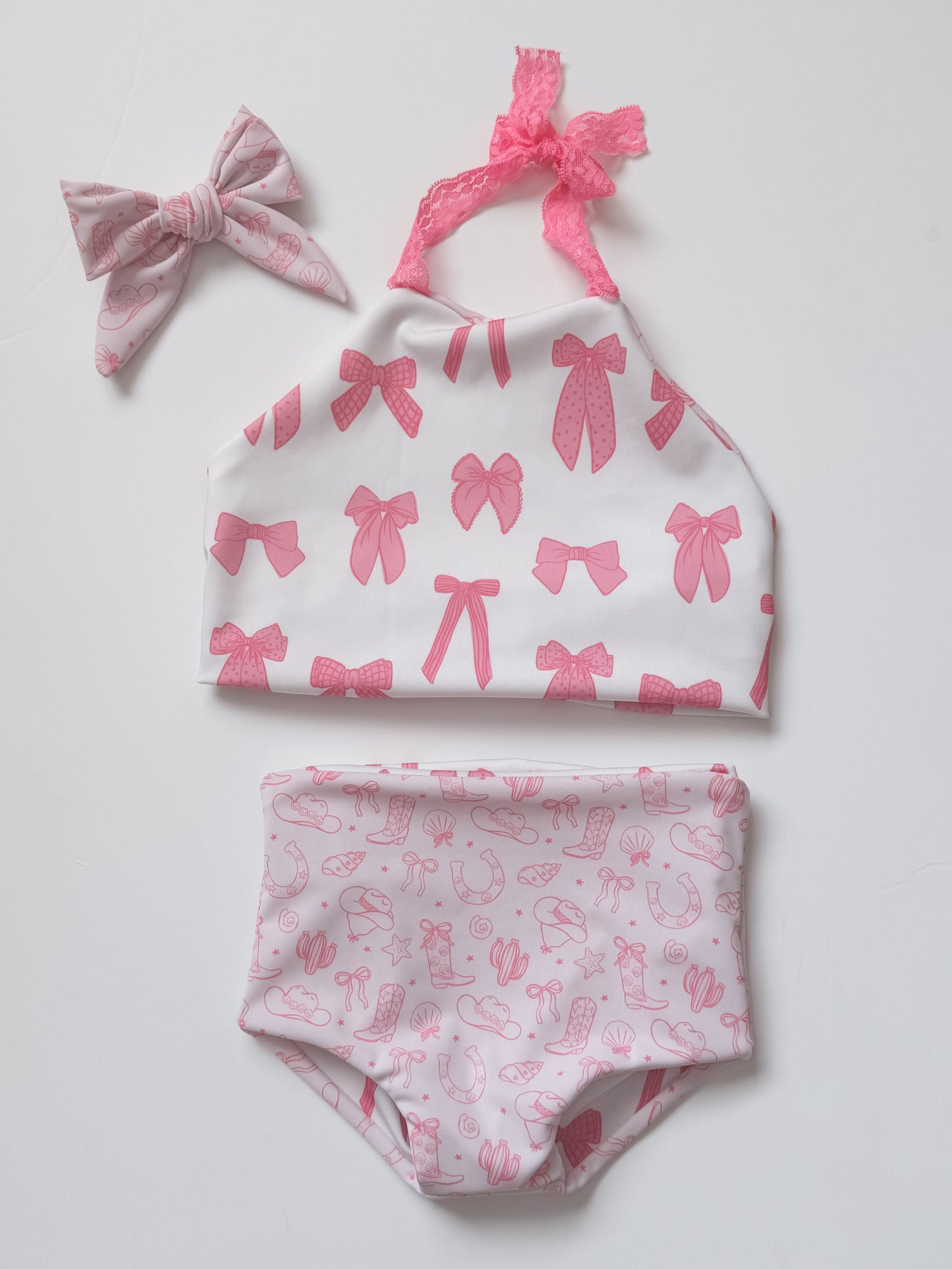 Coastal Cowgirl + Pink Bows Halter Reversible Bikini