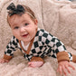 Black + White Checker Wrap Romper