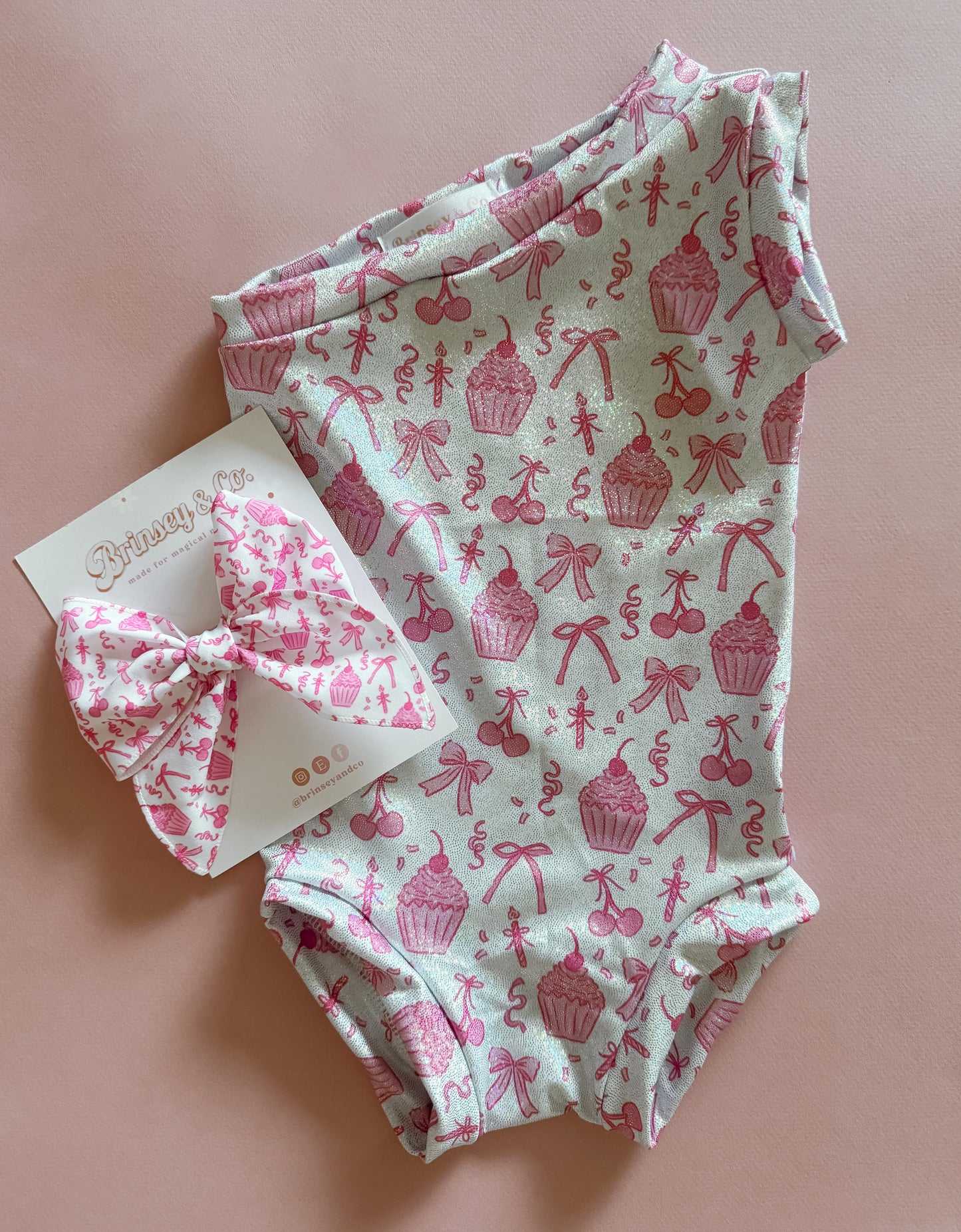 Cherry Happy Birthday One Shoulder Glitter Leo