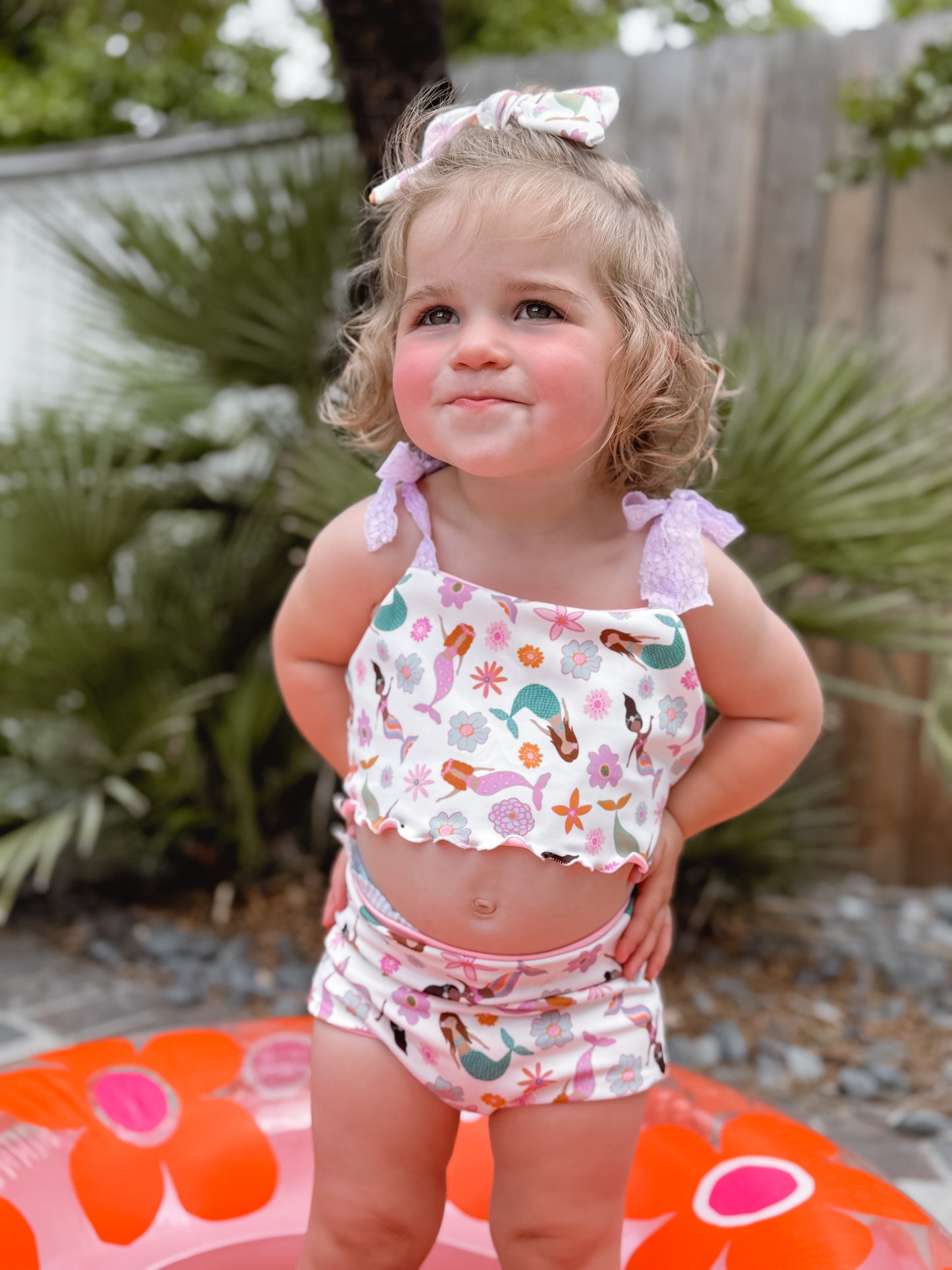 Whimsical Mermaids + Pink Reversible Cami Bikini