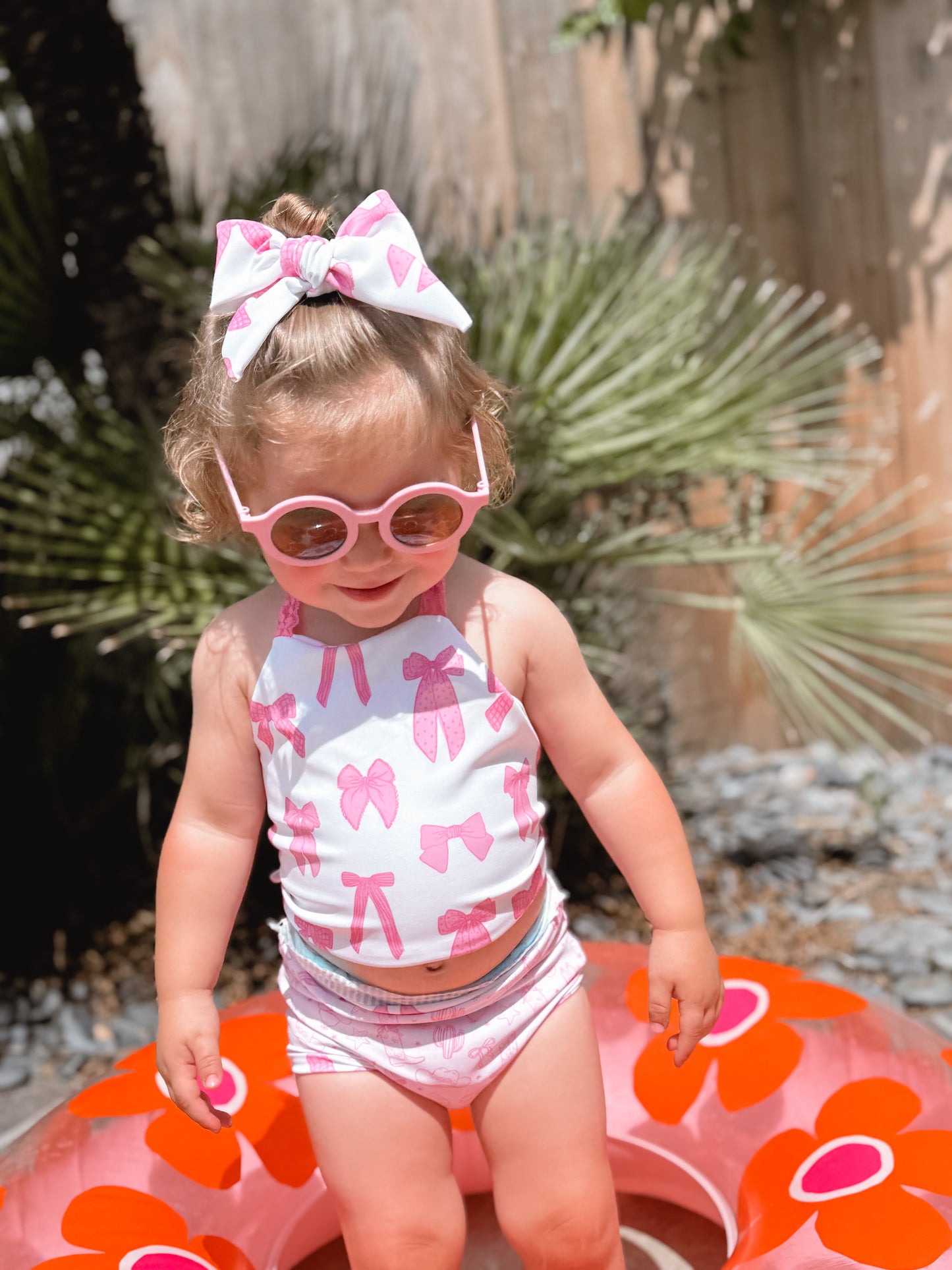 Coastal Cowgirl + Pink Bows Halter Reversible Bikini