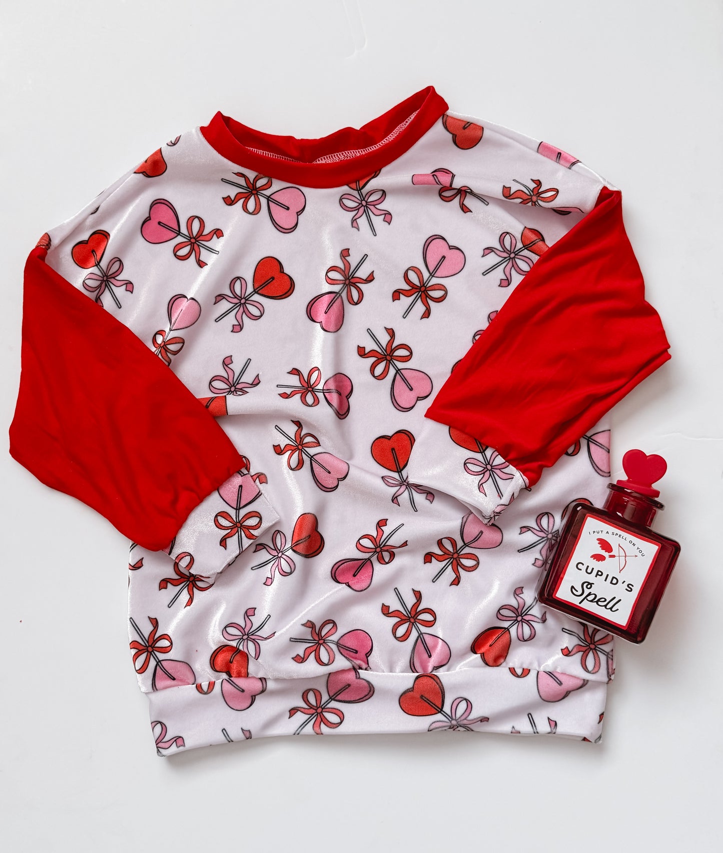 Heart Lollipop Velvet Crewneck Sweater