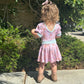 Pink Cupcake Birthday Puff Sleeve Skirt Set