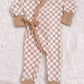 Tan Checker Wrap Romper