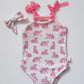 Pink Cheetah Tie Strap Swimsuit