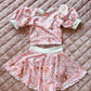 Pink Cupcake Birthday Puff Sleeve Skirt Set