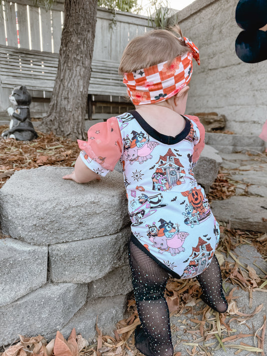 Spooky Pups Puff Sleeve Leotard
