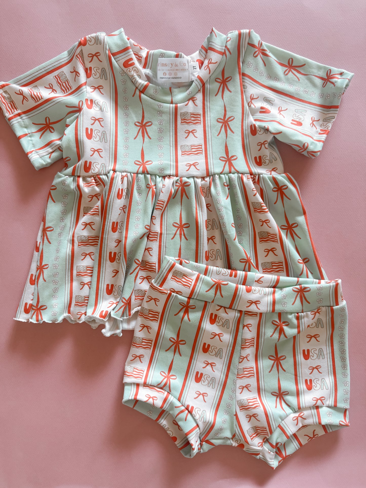 Girly USA Peplum + Bummies Set (RTS)