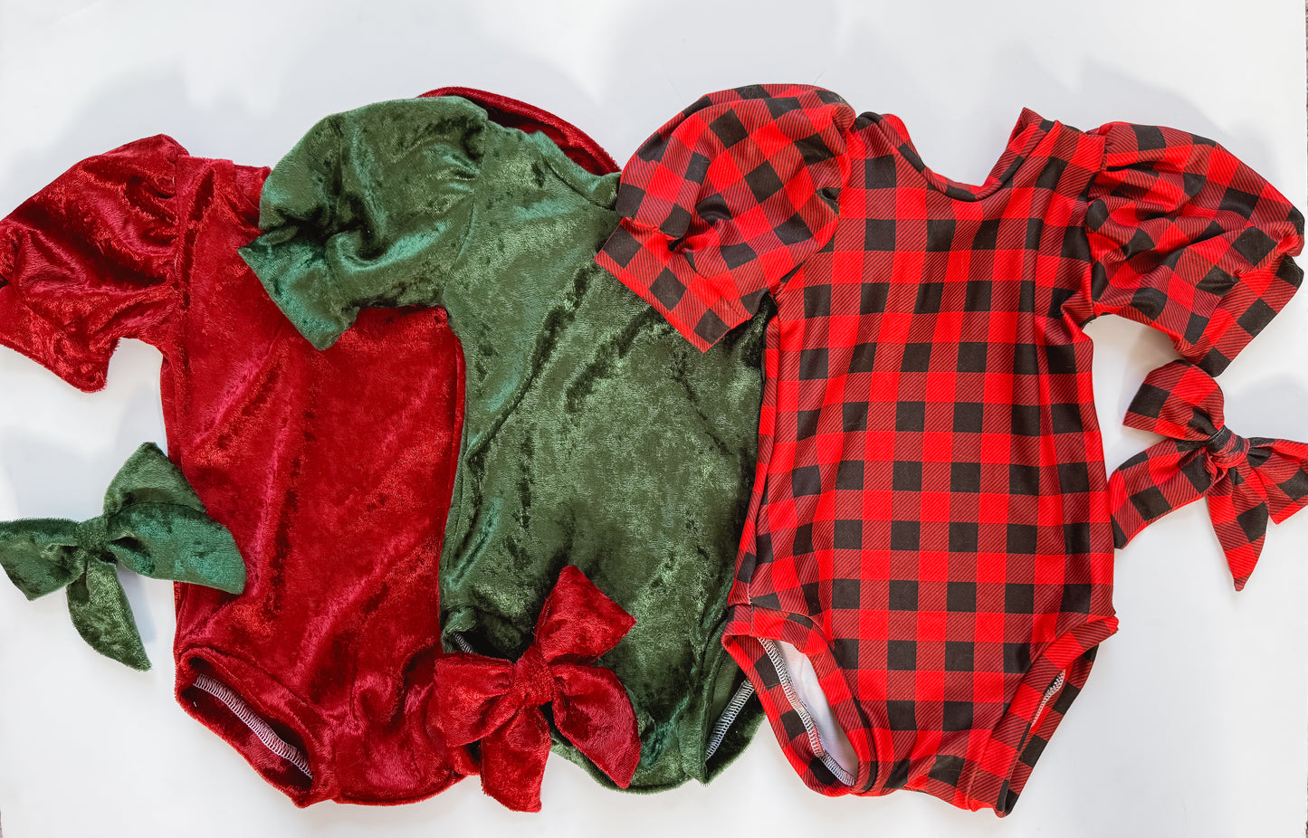 Christmas Plaid Puff Sleeve Leotard