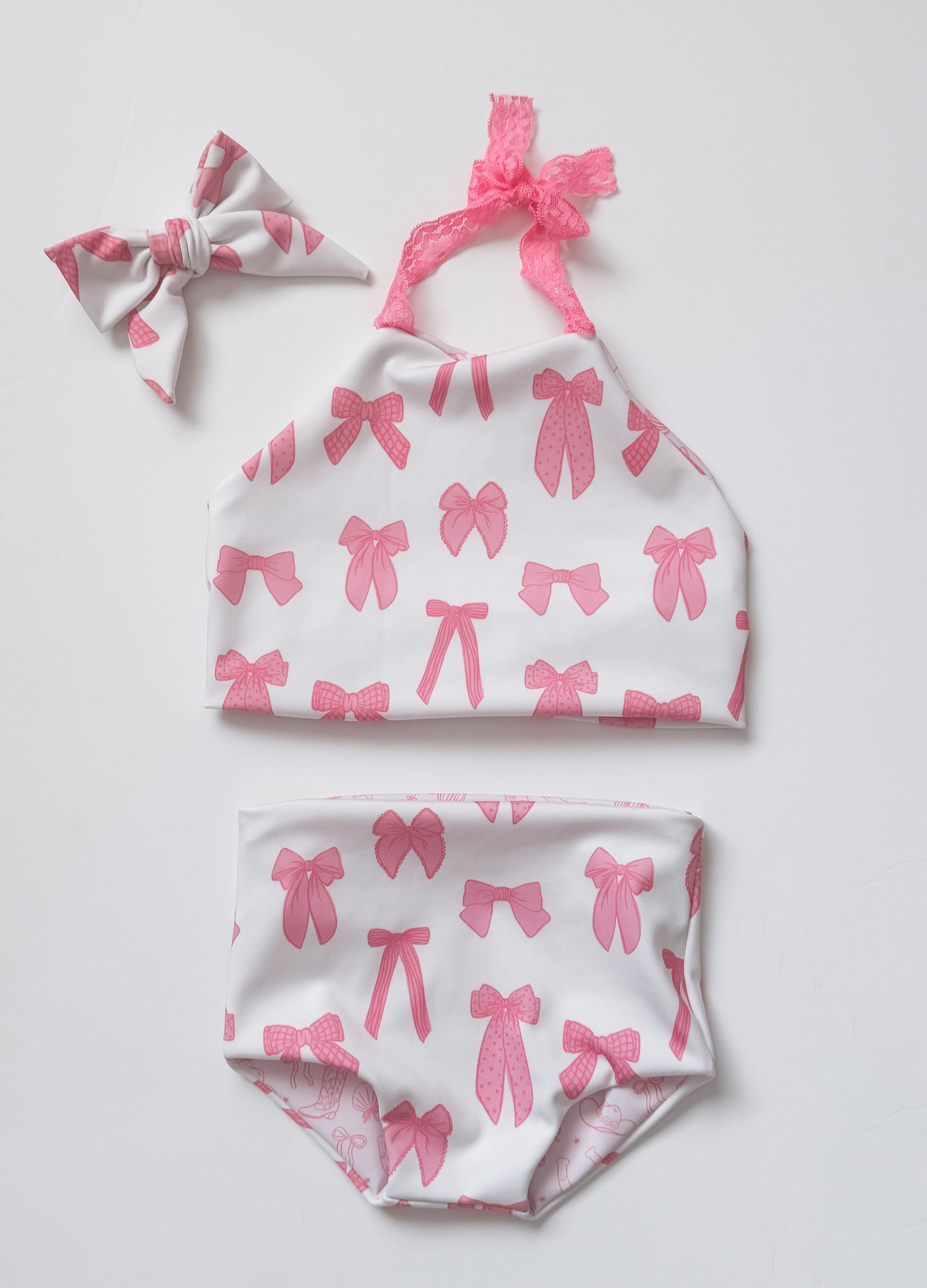 Coastal Cowgirl + Pink Bows Halter Reversible Bikini
