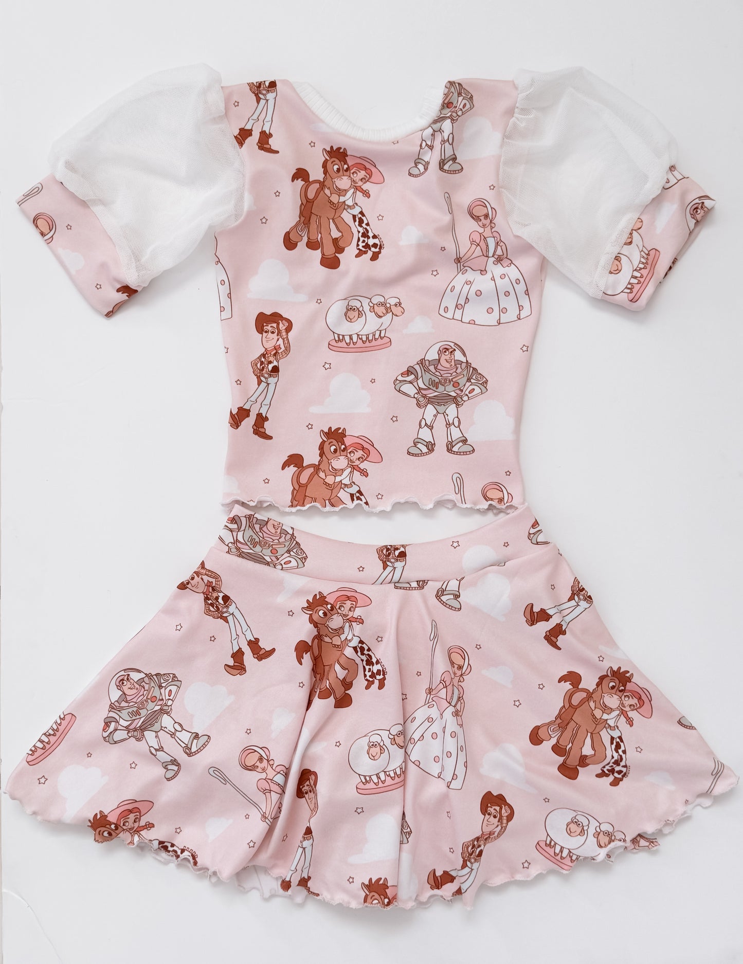 Western Friends Puff Sleeve Skirt Set