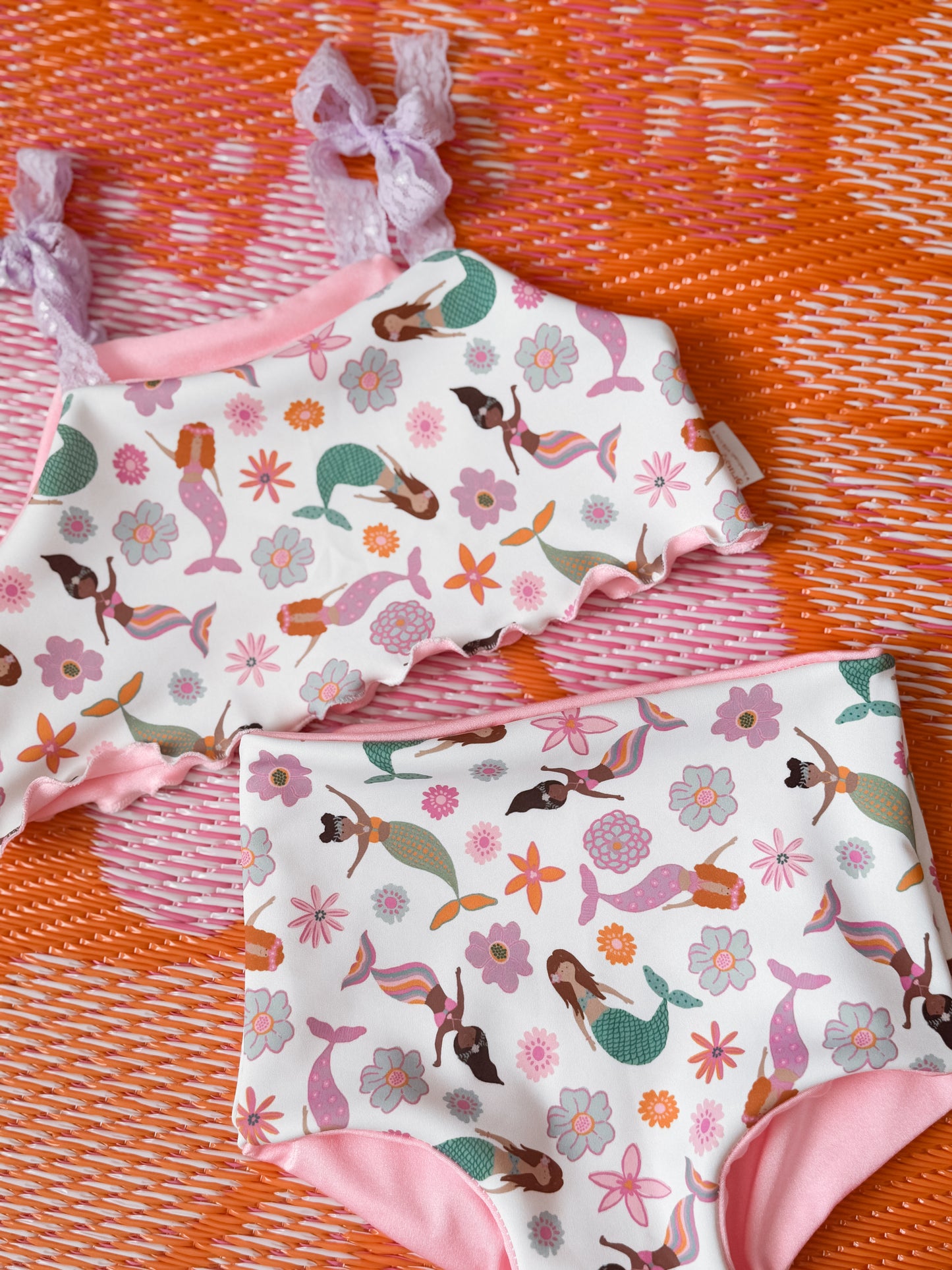 Whimsical Mermaids + Pink Reversible Cami Bikini