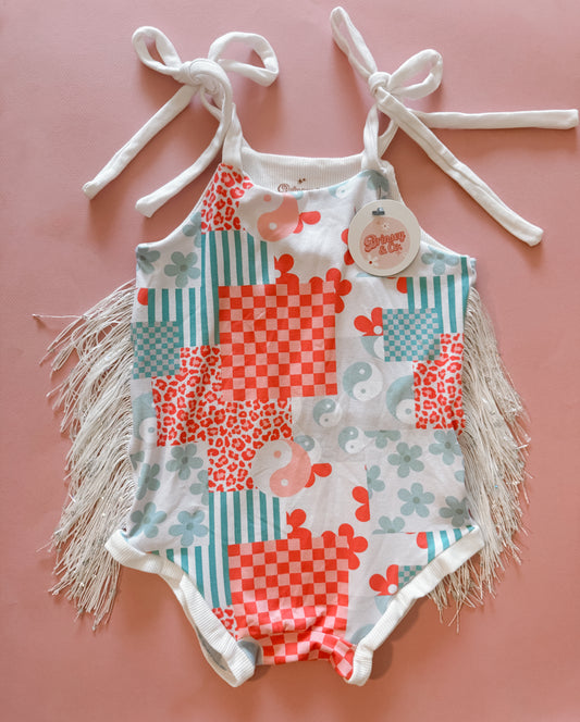 Groovy July Fringe Tie-Strap Leo (RTS)