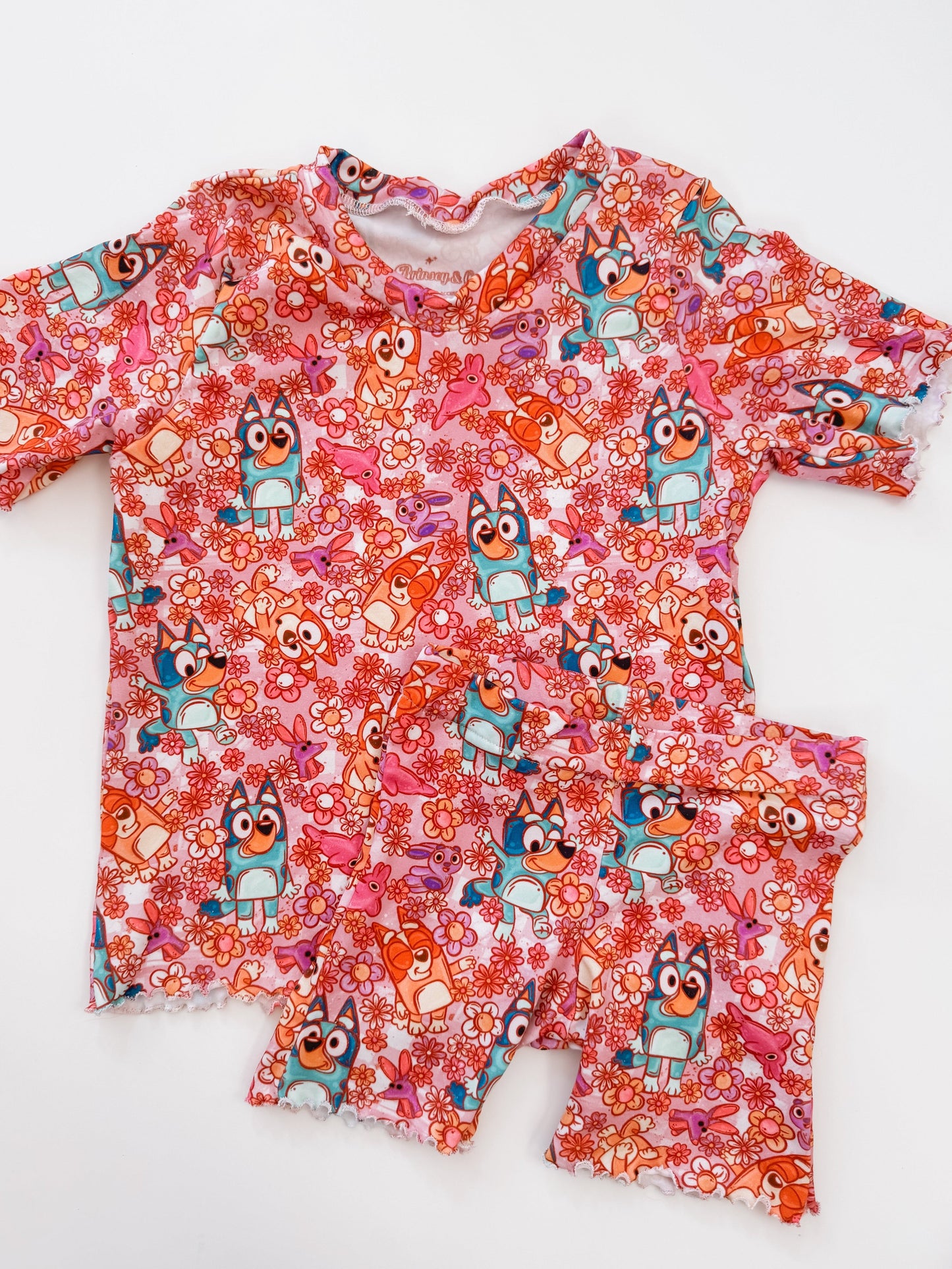 Pink Floral Heeler Biker Set