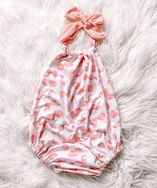 Cherry Bow Bubble Romper