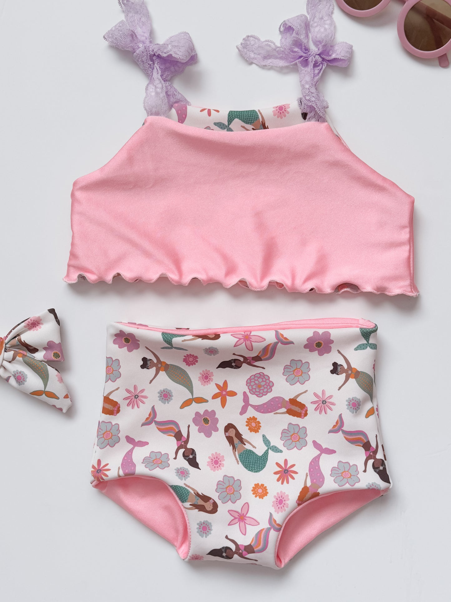 Whimsical Mermaids + Pink Reversible Cami Bikini
