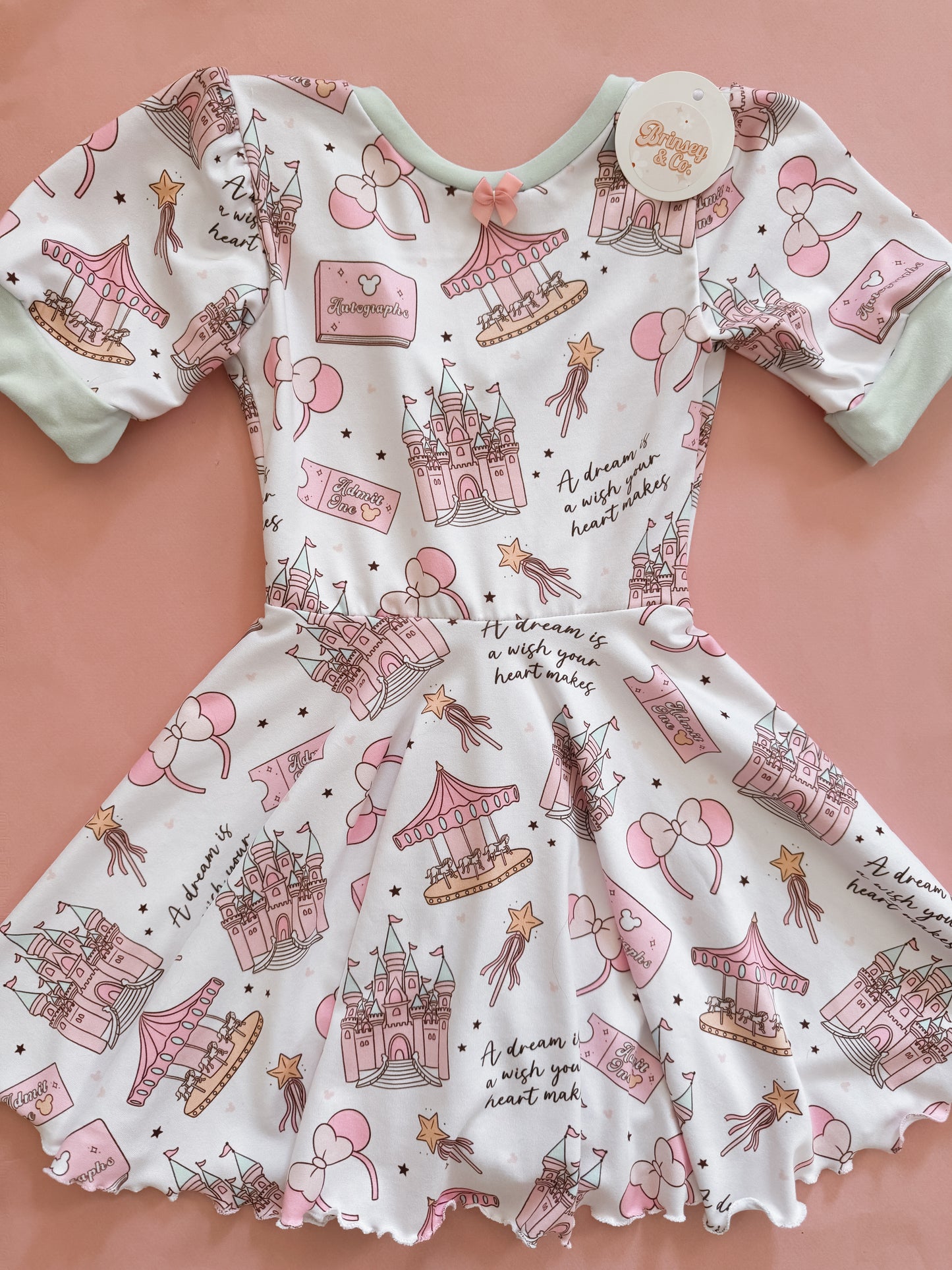 Exclusive Pastel Castle Puff Sleeve Dress