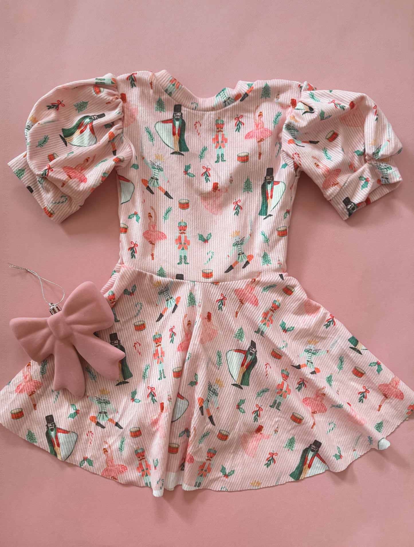 Sugar Plum Nutcracker Velvet Puff Sleeve Dress