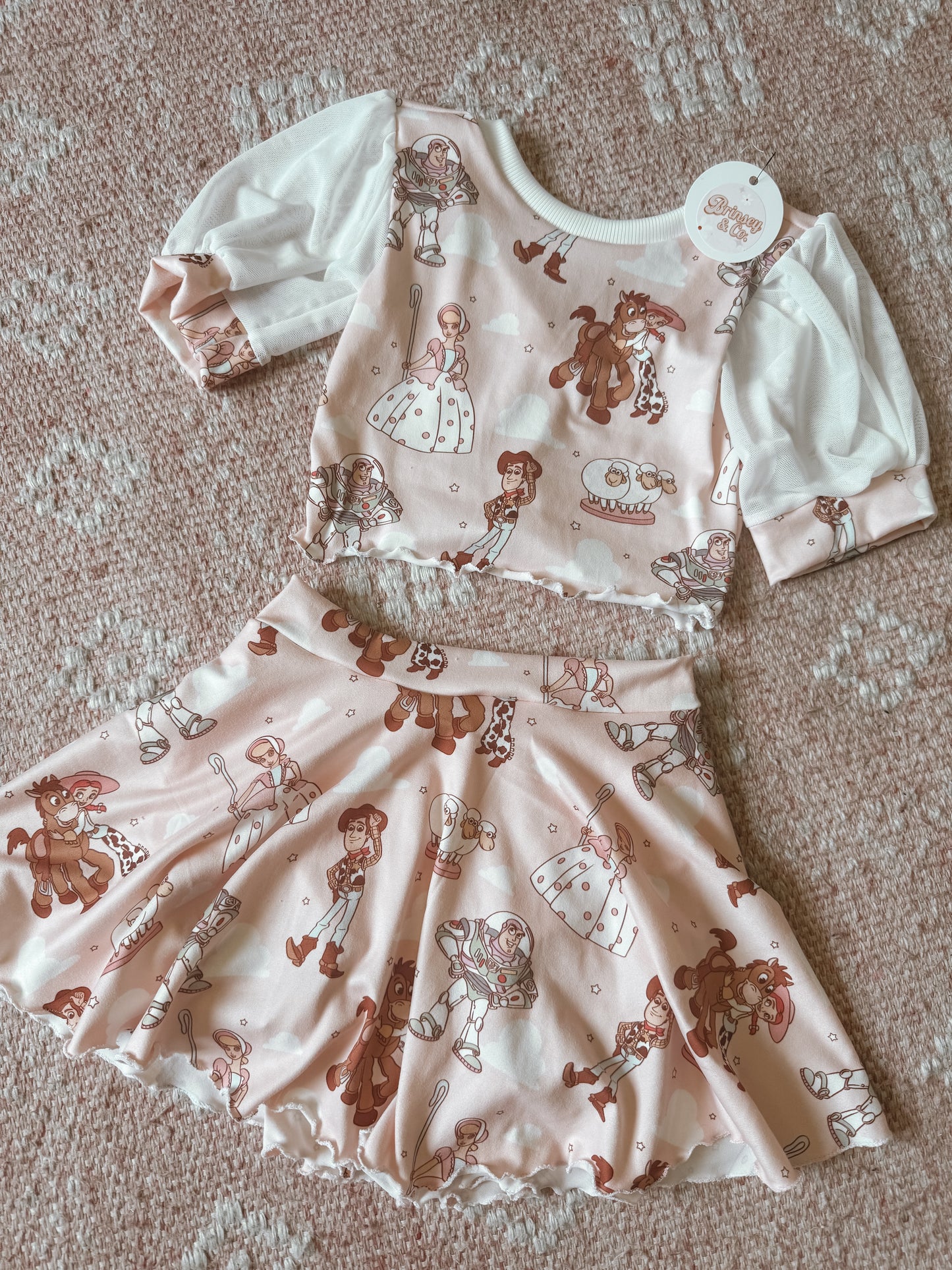 Western Friends Puff Sleeve Skirt Set