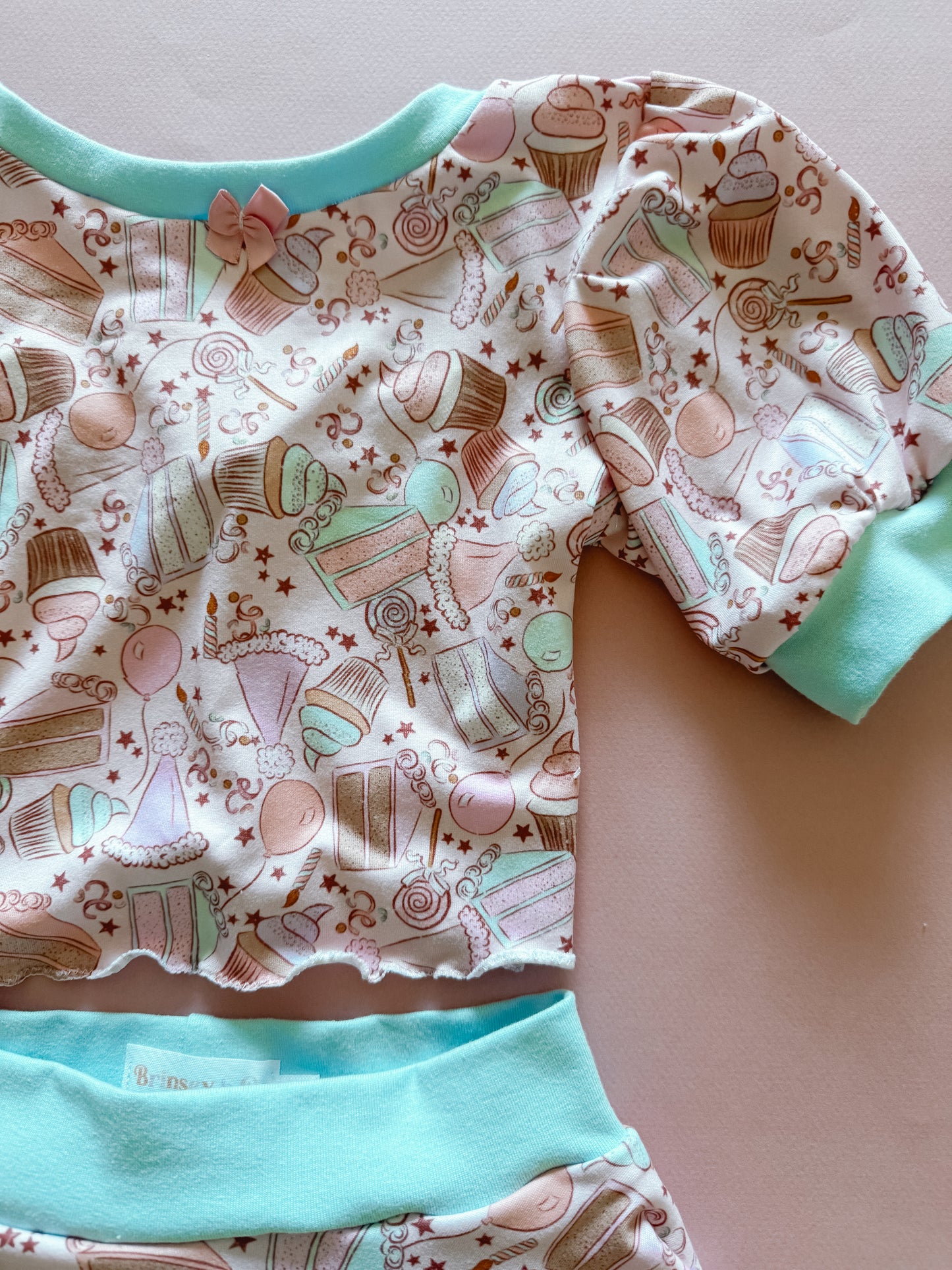 Pink Cupcake Birthday Puff Sleeve Skirt Set