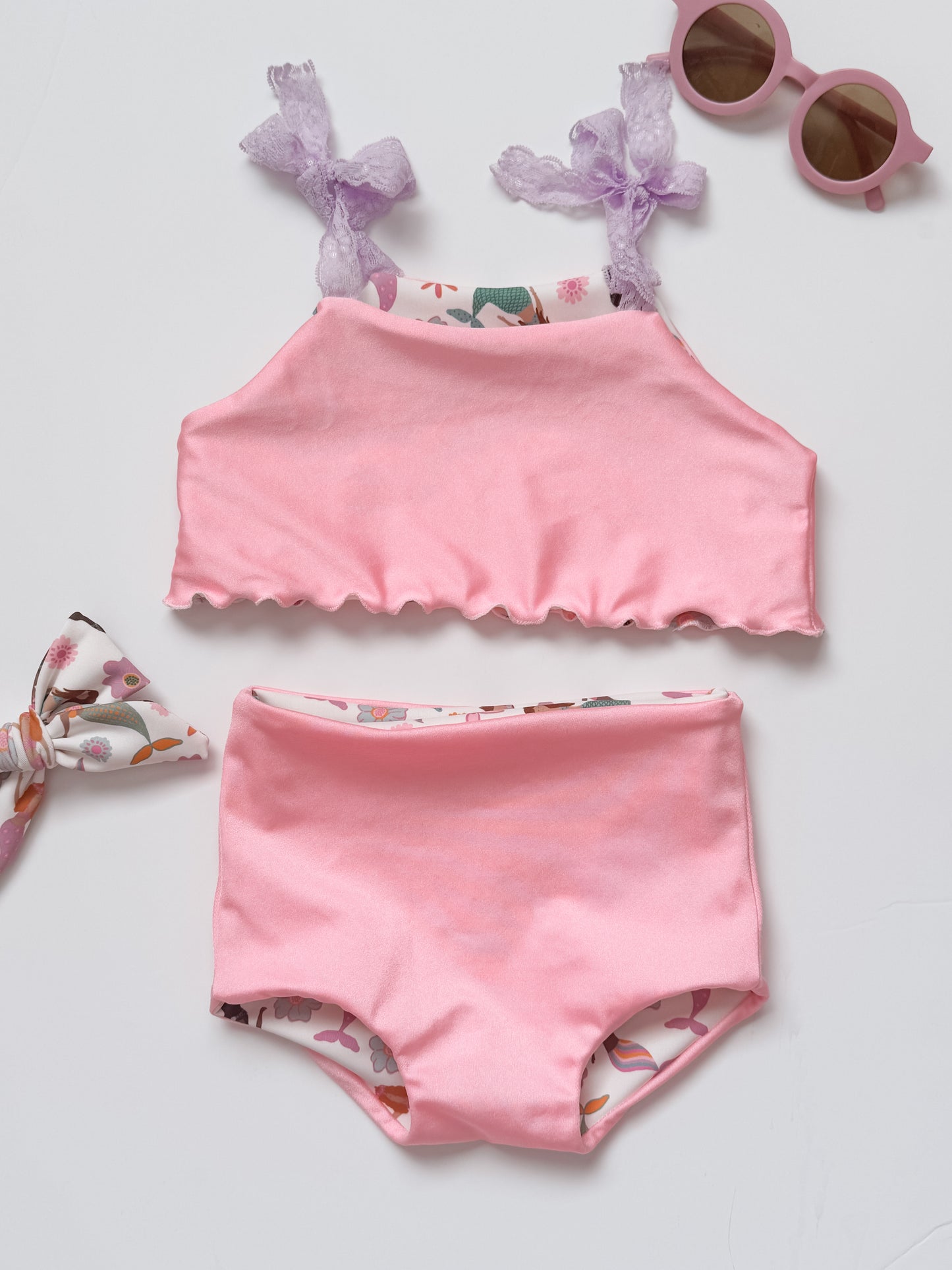 Whimsical Mermaids + Pink Reversible Cami Bikini