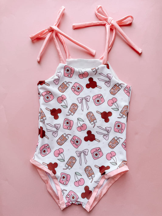 Exclusive Sweet Memories Tie Strap Swimsuit