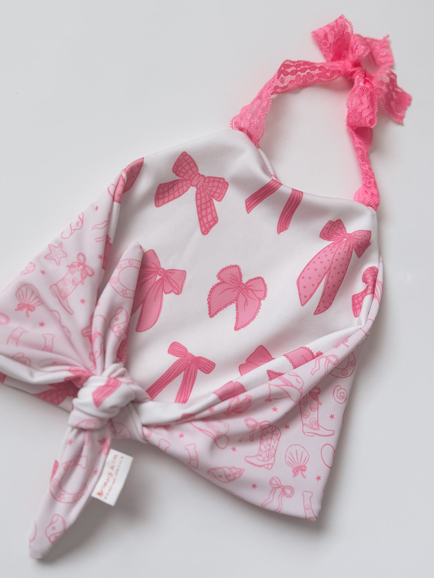 Coastal Cowgirl + Pink Bows Halter Reversible Bikini