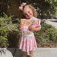 Pink Cupcake Birthday Puff Sleeve Skirt Set