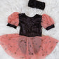 Velvet Halloween Puff Sleeve Skirted Leo (RTS)