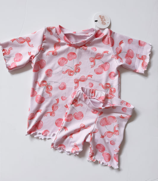 Cherry Bow Biker Lounge Set