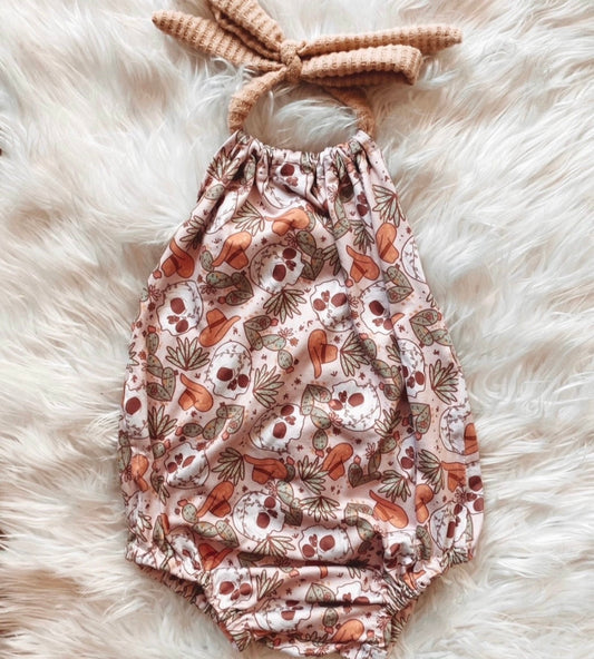 Pink Desert Skull Bubble Romper