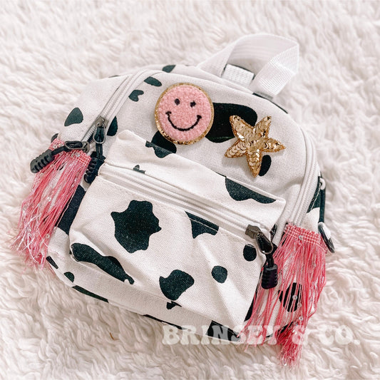 Smiley Star Mini Fringe Cow Backpack